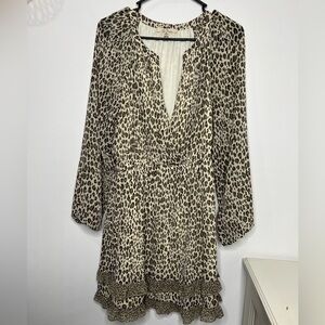 Les Serein Leopard Print Swing Dress Women’s Size Medium